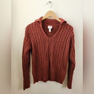 St‎ John's Bay Cable Knit Sweater Women's Copper Red Orange Brown Size Medium